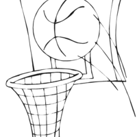 Desenho de Cesta e bola de basquete para colorir