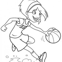 Desenho de Menina no basquete para colorir
