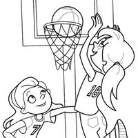 Desenho de Meninas jogando basquete para colorir