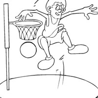 Desenho de Menino fazendo cesta no basquete para colorir