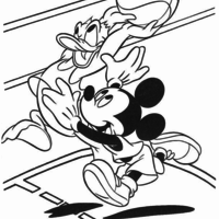 Desenho de Mickey e Donald jogando basquete para colorir