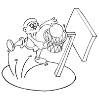 Desenho de Menino saltando no basquete para colorir