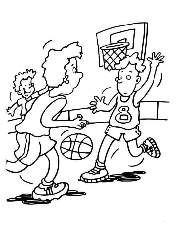 Meninos jogando basquete na escola