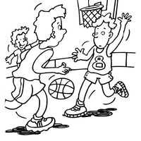 Desenho de Meninos jogando basquete na escola para colorir