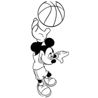 Desenho de Mickey jogando basquete para colorir
