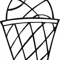 Desenho de Bola de basquete e cestinha para colorir