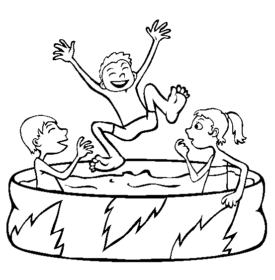 Criancas se divertindo na piscina