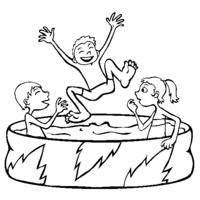 Desenho de Crianças se divertindo na piscina para colorir