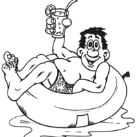 Desenho de Homem relaxando na piscina para colorir