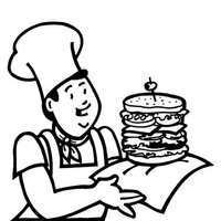Desenho de Cozinheiro e hambúrguer para colorir