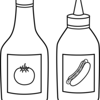 Desenho de Ketchup e mostarda para colorir