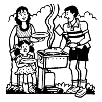 Desenho de Churrasco em família para colorir