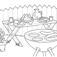 Desenho de Tarde de churrasco para colorir