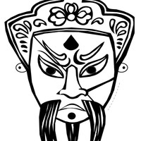 Desenho de Máscara chinesa para colorir