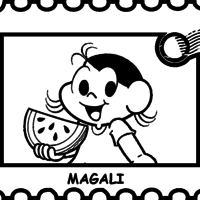Desenho de Magali comendo melancia para colorir