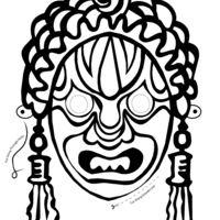 Desenho de Máscara tribal para colorir