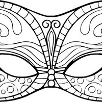 Desenho de Máscara com estampa de borboleta para colorir