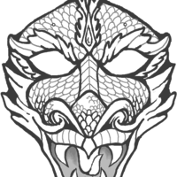 Desenho de Máscara de dragão para colorir