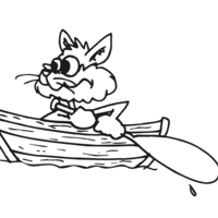 Desenho de Gato praticando canoagem para colorir