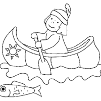 Desenho de Indiazinha remando no lago para colorir