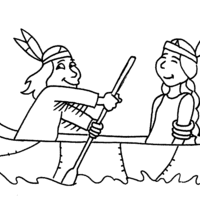 Desenho de Índios pescando para colorir