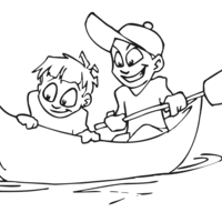 Desenho de Meninos na canoa para colorir