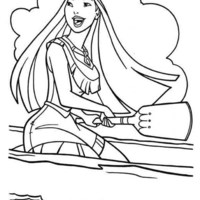 Desenho de Pocahontas remando para colorir