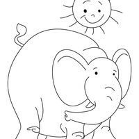 Desenho de Elefante tomando sol para colorir