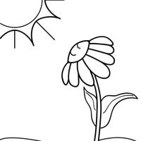 Desenho de Girassol e sol para colorir
