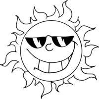 Desenho de Sol com óculos escuros para colorir