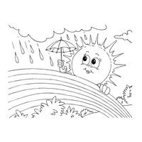 Desenho de Sol e chuva para colorir