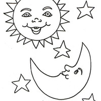 Desenho de Sol e lua para colorir