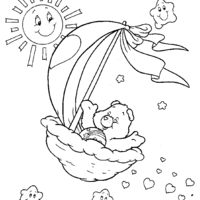 Desenho de Ursinho carinhoso no céu para colorir