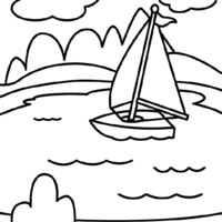 Desenho de Barco no lago para colorir