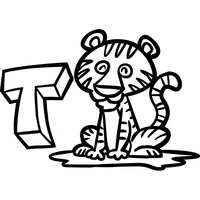 Desenho de Letra T de tigre para colorir