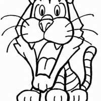 Desenho de Tigre com boca aberta para colorir