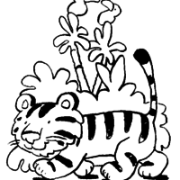 Desenho de Tigre filhote caçando para colorir
