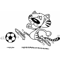 Desenho de Tigre jogando futebol para colorir