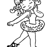 Desenho de Menininha dançando ballet para colorir