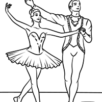 Desenho de Casal dançando balé para colorir