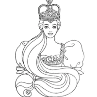 Desenho de Barbie Rapunzel coroada princesa para colorir
