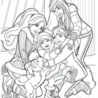Desenho de Barbie e suas irmãs abraçadas para colorir