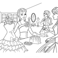 Desenho de Barbie e as Fadas da Moda costurando para colorir