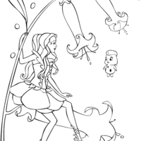 Desenho de Barbie Fairytopia na flor para colorir