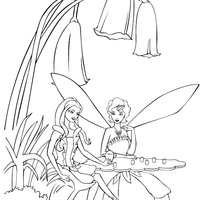 Desenho de Barbie Fairytopia e amiga conversando para colorir