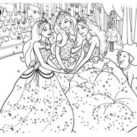 Desenho de Barbie e amigas princesas para colorir