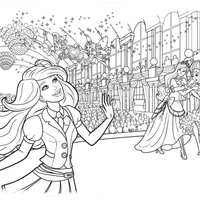 Desenho de Barbie na escola de princesas para colorir