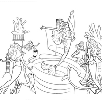 Desenho de Barbie Sereia e amigos do mar para colorir