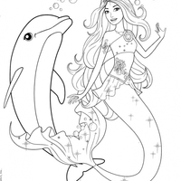 Desenho de Barbie Sereia e golfinho Zuma para colorir