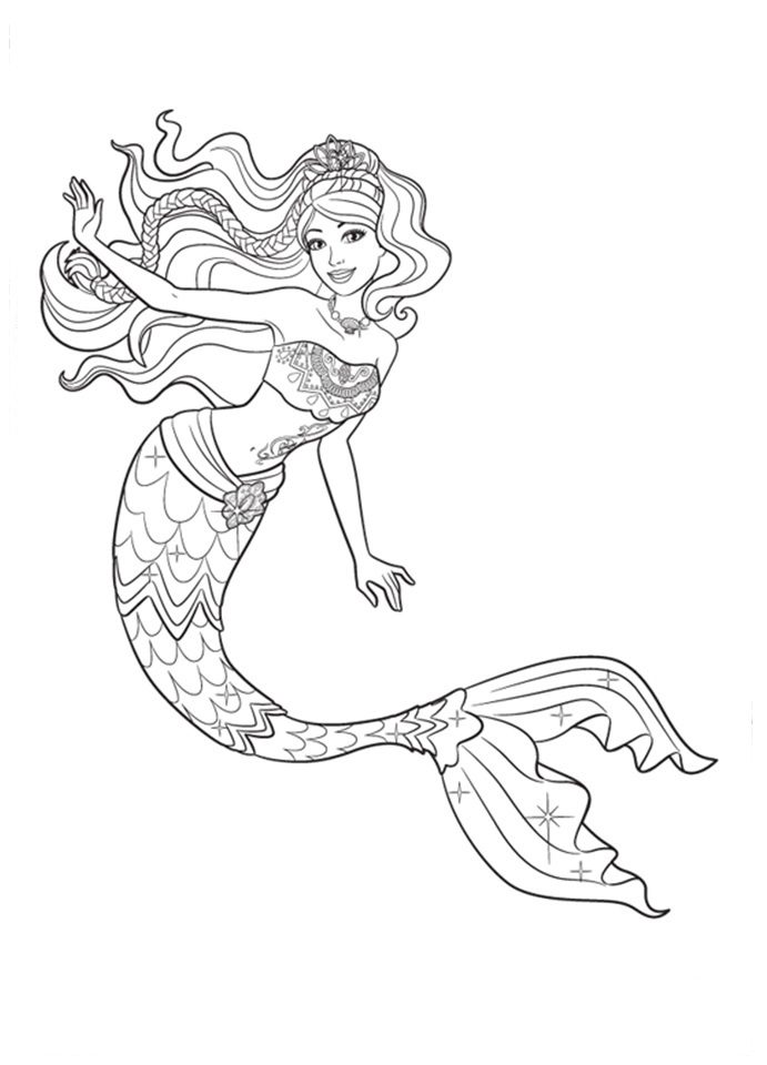 Desenho barbie sereia e o golfinho para colorir!